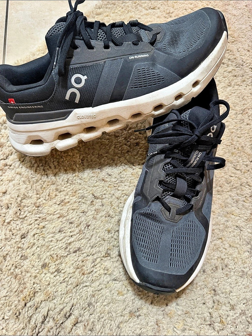 On Cloudrunner Black & White Athletic Shoes